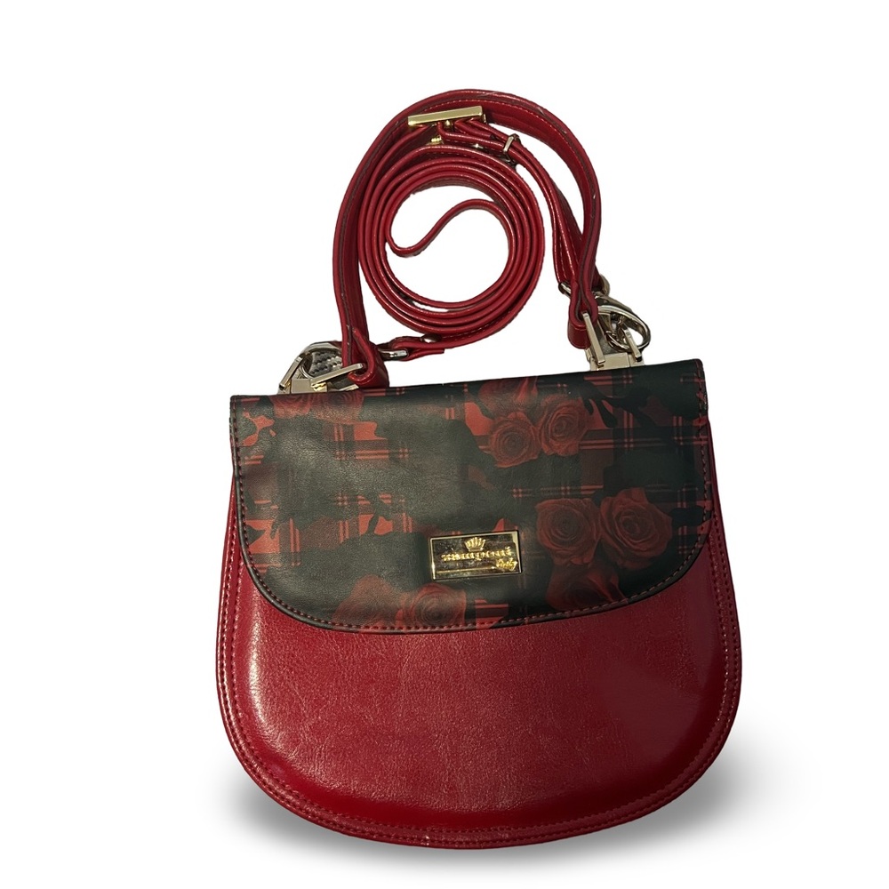 Red and Black Floral Women's Bag